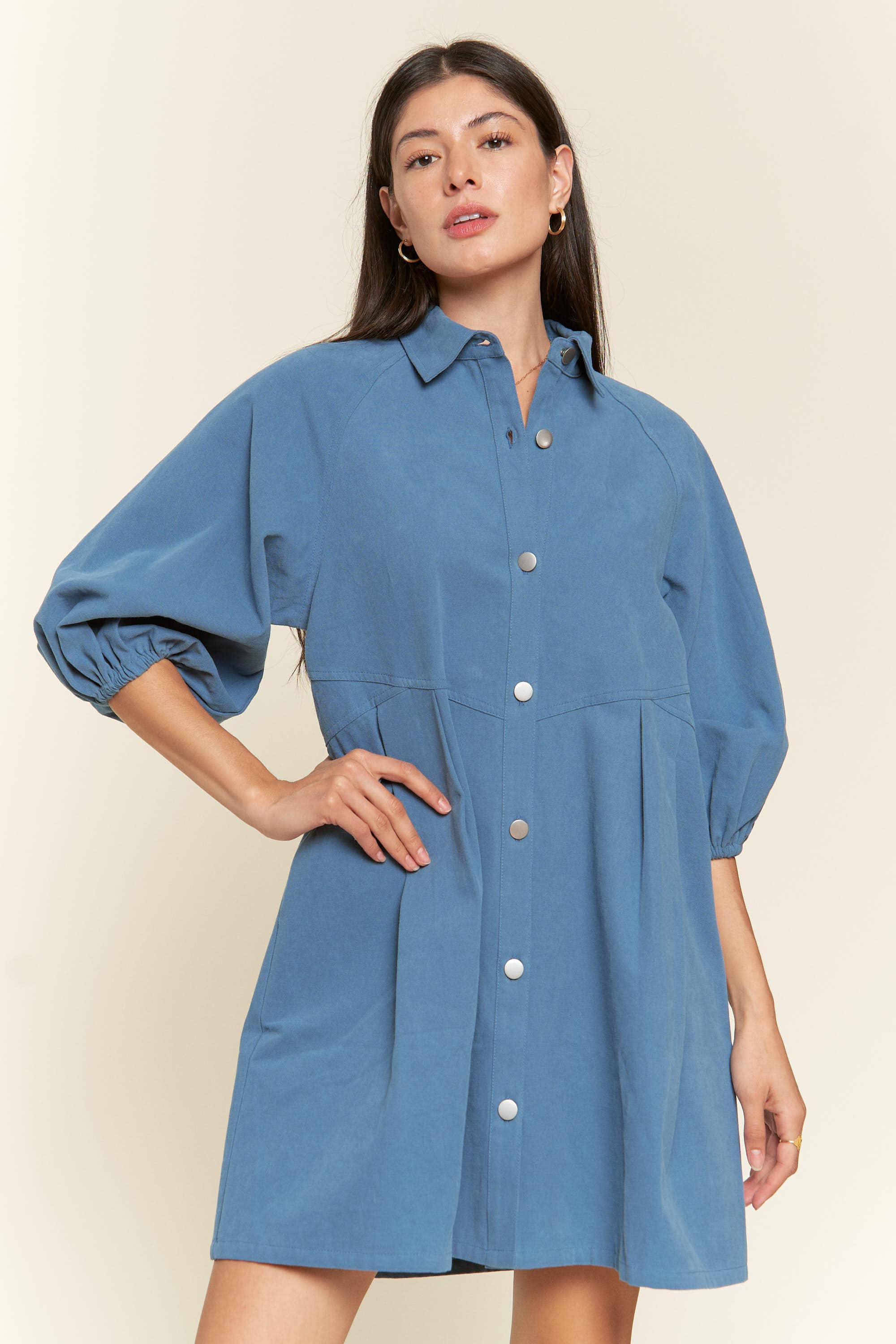 JADE BY JANE - Wholesale Dress - Women's - Washed denim style dress JJD5019 (Regular size only)5