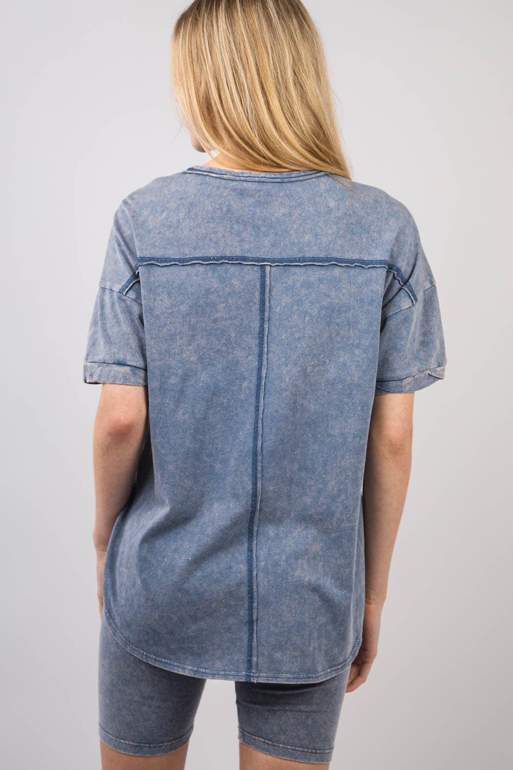 VERY J - Wholesale Activewear Set - Women's - NT11590SET-Washed Stretchy Knit Activewear Top & Shorts10