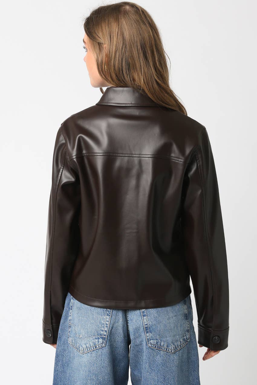 Olivaceous - Wholesale Leather Jacket - Women's - Liana Pu Jacket6