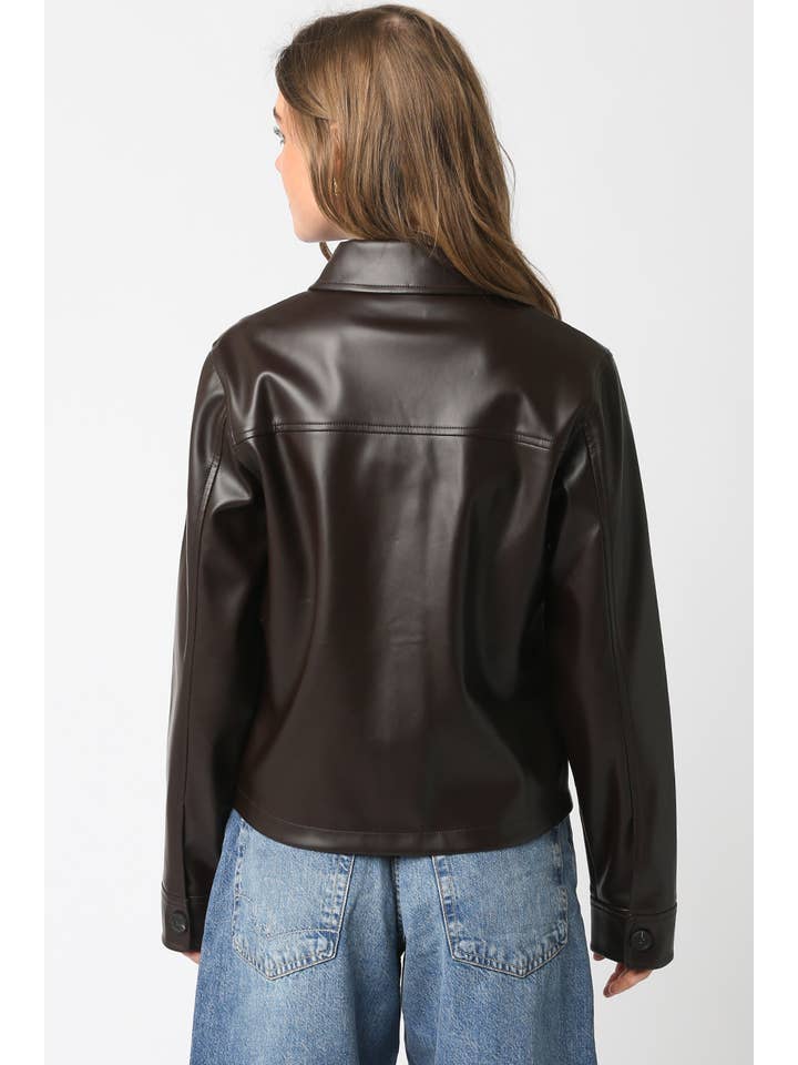 Olivaceous - Wholesale Leather Jacket - Women's - Liana Pu Jacket6