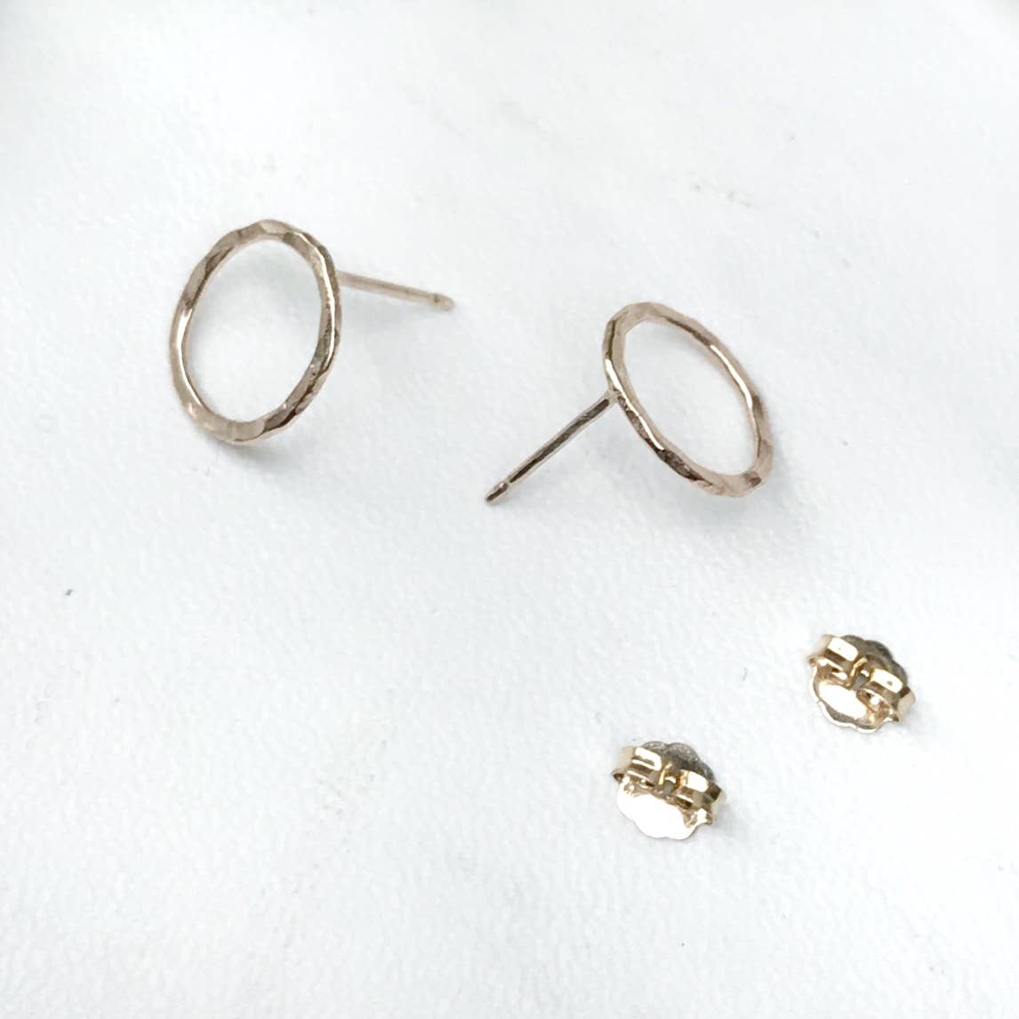 Blue and Blue - Wholesale Stud/Post Earrings - Open Circle Studs - Gold Filled3