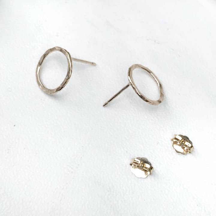 Blue and Blue - Wholesale Stud/Post Earrings - Open Circle Studs - Gold Filled3