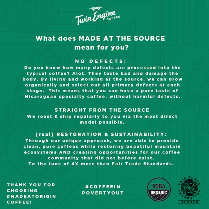 Twin Engine Coffee - Venta al por mayor Café en grano - Elefante Black - Granos de café arábica orgánicos de comercio justo