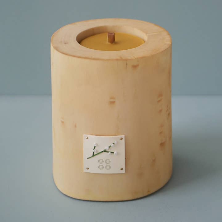 Blossom Candle Original | reusable floral candle in wood for wholesale by WOOD MOOD