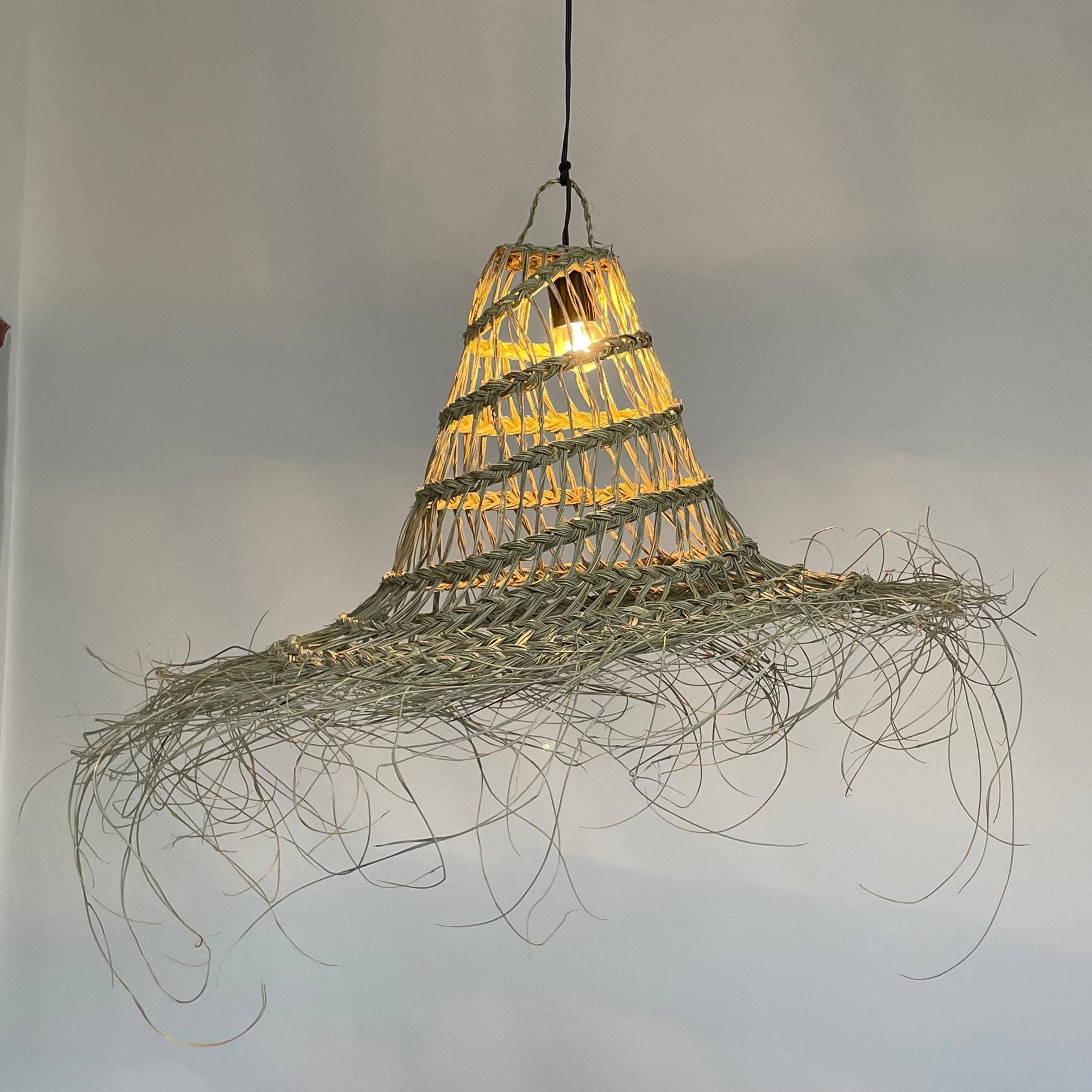 LeBazare - Vendita all'ingrosso Lampadario/lampada a sospensione - Pendente in Palma Selvaggia Intrecciata a Mano–Illuminazione Naturale di Design1
