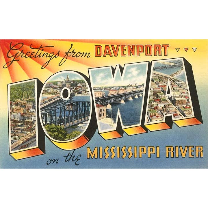 Art Print IA-86 Greetings from Davenport for wholesale by Found Image Press