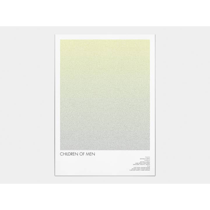 Children of Men Typografisk manuskriptkunstplakat for engroshandel hos Fade Out Prints