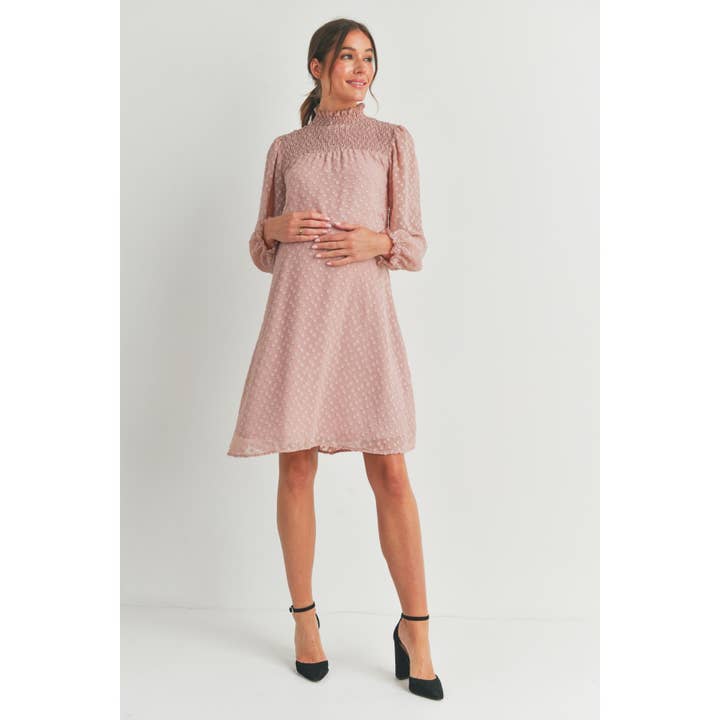 Hello Miz - Wholesale Dress - Maternity - Smocked Long Sleeve Mock Neck Maternity Dress14