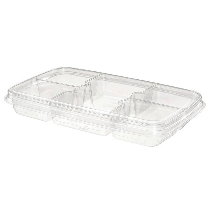 EcoQuality - Wholesale Food storage container - 40oz Clear 5-Compartment Food Storage Container – Durable Meal Prep Tray with Lid, BPA-Free and Leak-Resistant, 11"x7" for Organized Food Storage