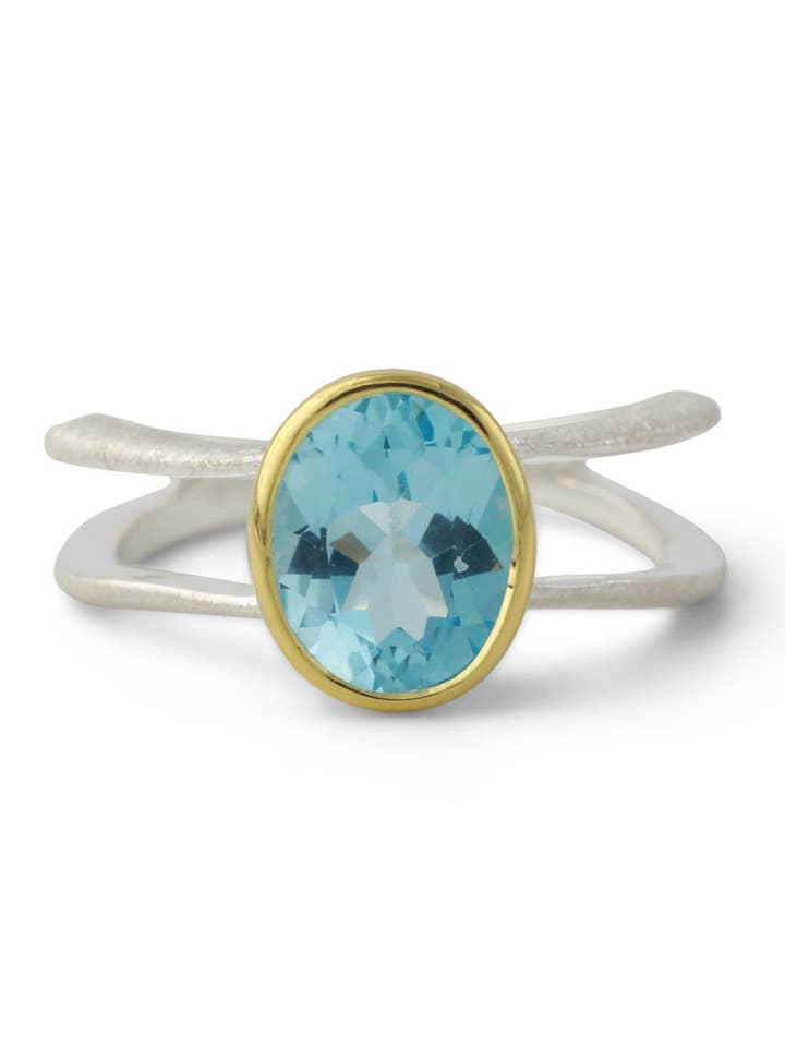 Anello in argento con topazio 8x10mm, placcato in oro 18ct per la vendita all'ingrosso da parte di Campur GmbH