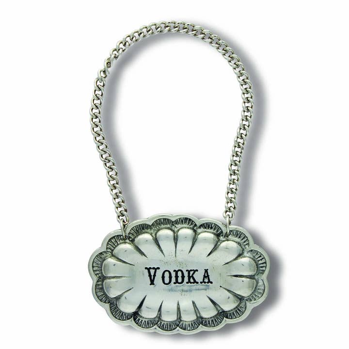 Vagabond House - Wholesale Decanter - Pewter Western Decanter Tags5