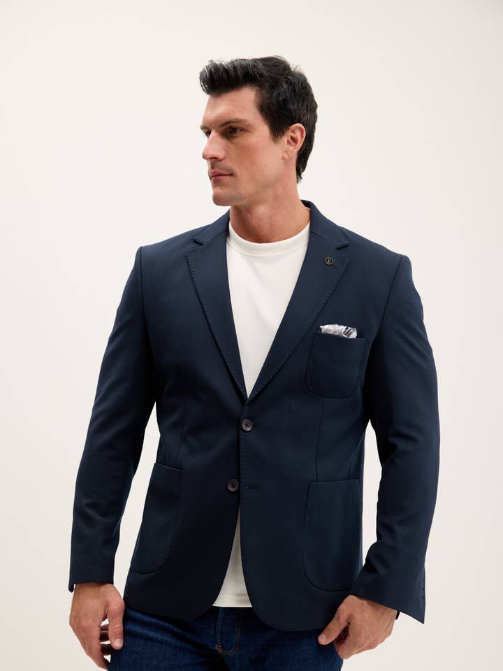 Men's Classic Fit Jetsetter Blazer - Navy for wholesale by Ron Tomson