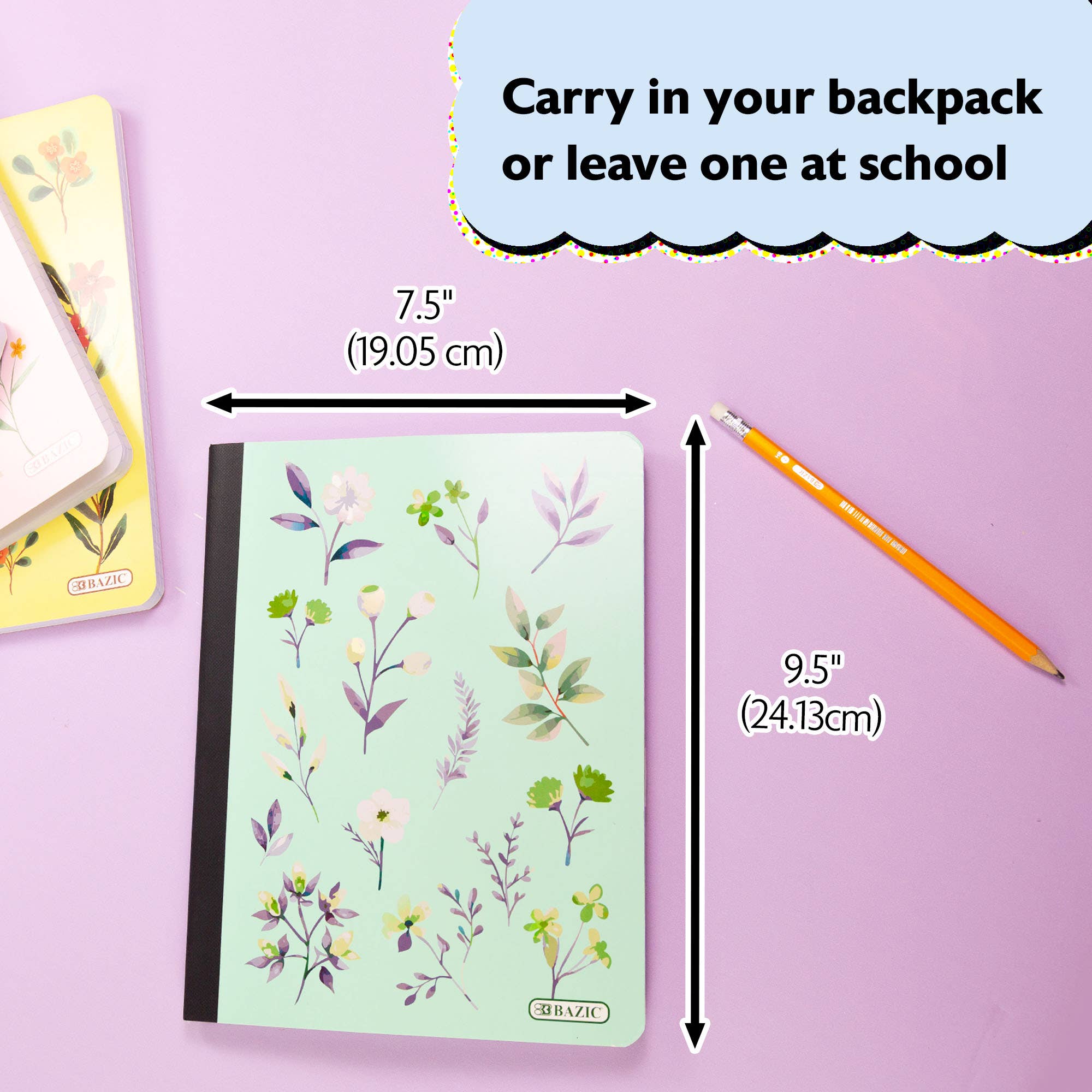 BAZIC Products - Wholesale Notebook - C/R 100 Ct. Floral Composition Book1