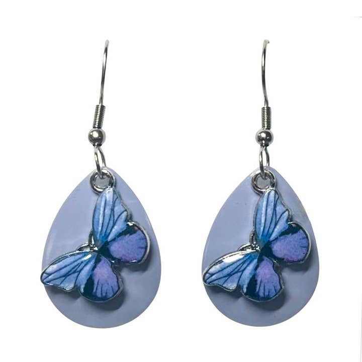 Purple Lavender Butterfly Earrings Nature Jewelry Handmade for wholesale by Eye Catching Jewelry