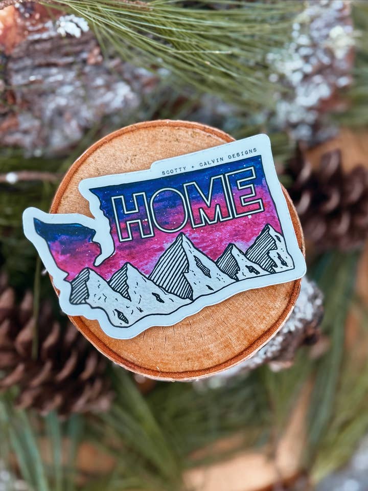 Autocollant étanche pour maison de l'État de Washington violet pour la vente par Scotty + Calvin Designs