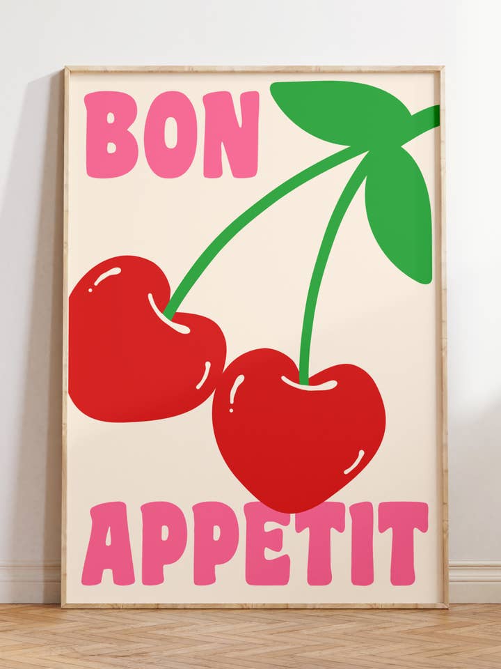Bon Appetit Print | Modern Wall Art | Food Drink Poster for wholesale by By Honey Studios