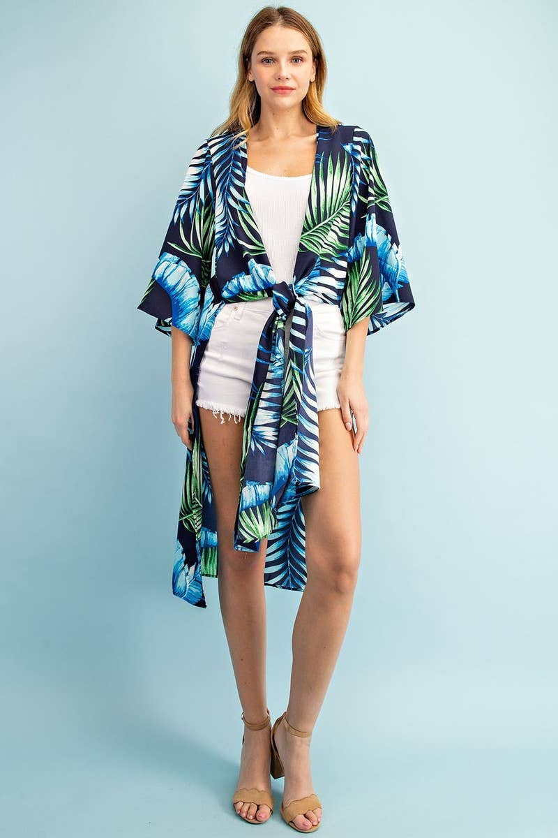 FSL Apparel – wholesale Kimono – Women's – SJ6444 - TROPICAL PRINTED CHIFFON KIMONO2