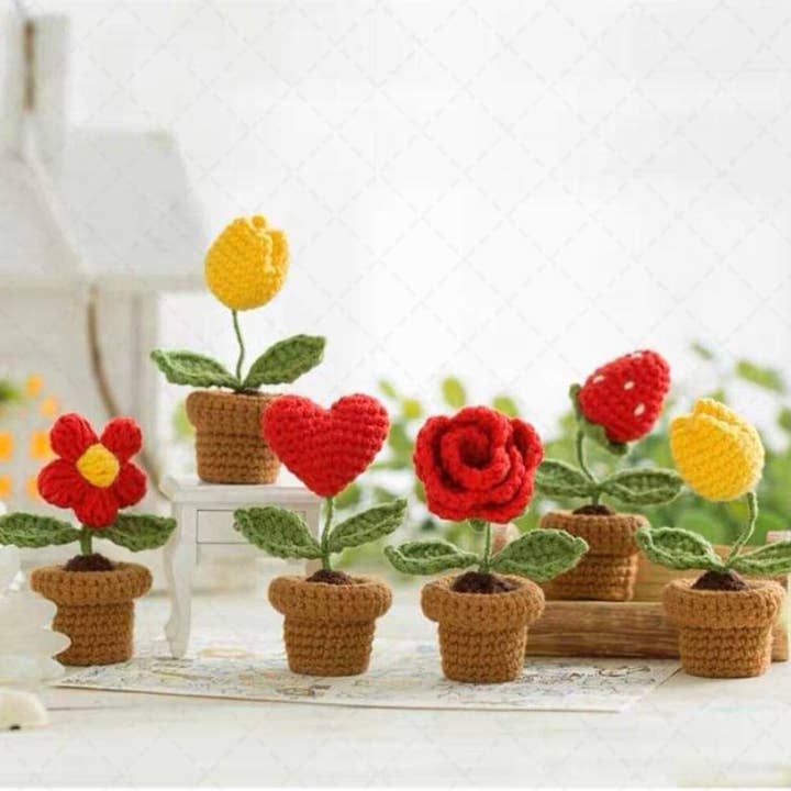 Mini Crochet Flower Pot, Crochet Sunflower Rose Daisy Plant and other Purchase Wholesale white sunflower. Free Returns & Net 60 Terms on Faire trending on Faire.