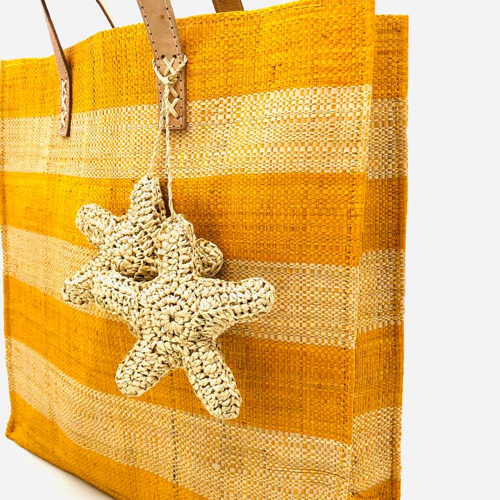Shebobo - Wholesale Beach Bag - Starfish Straw Tote Bag with Crochet Starfish Charm