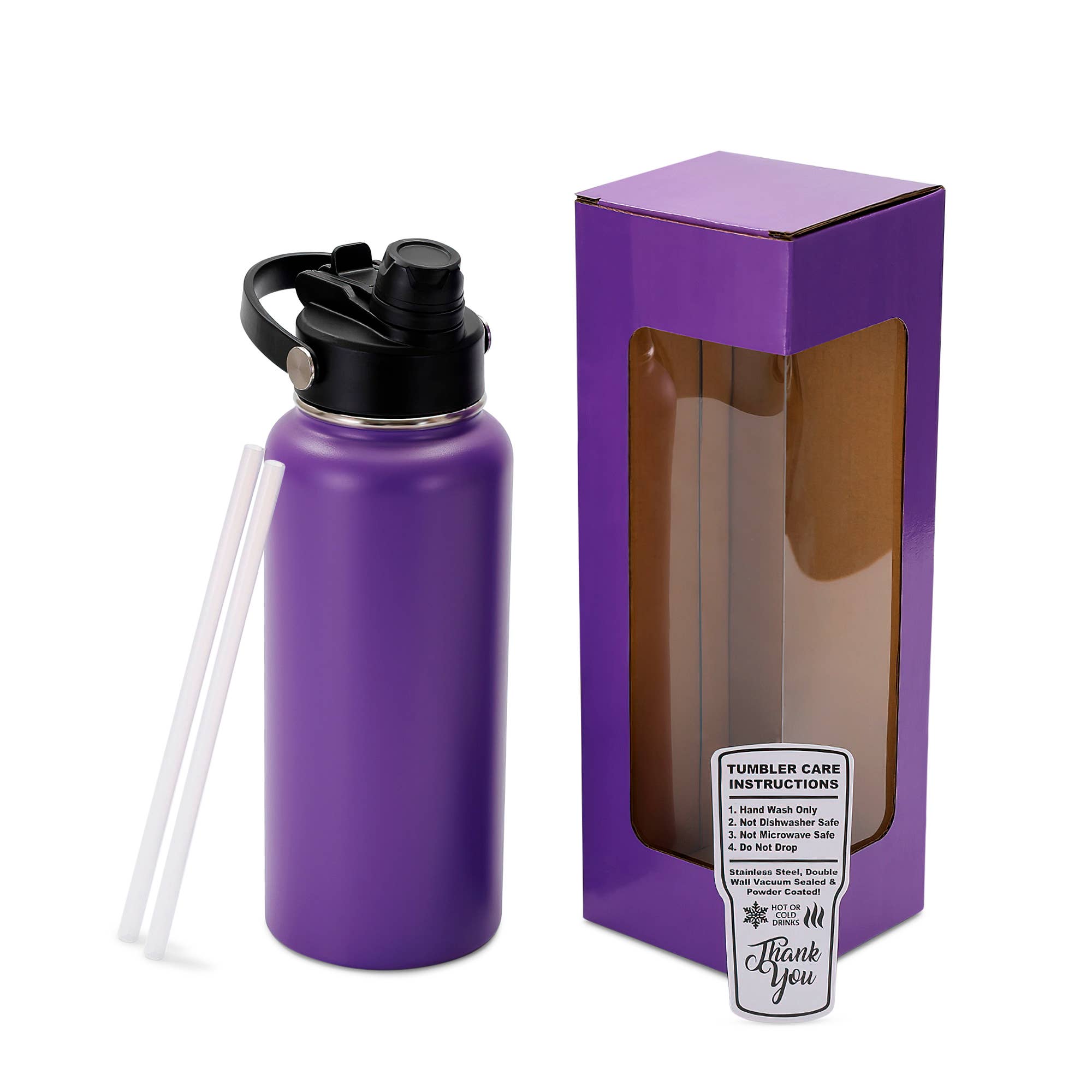 MakerFlo - Wholesale Water Bottle - Makerflo 32 oz Hydro Powder Coated Water Bottle, 2-in-1 Lid6