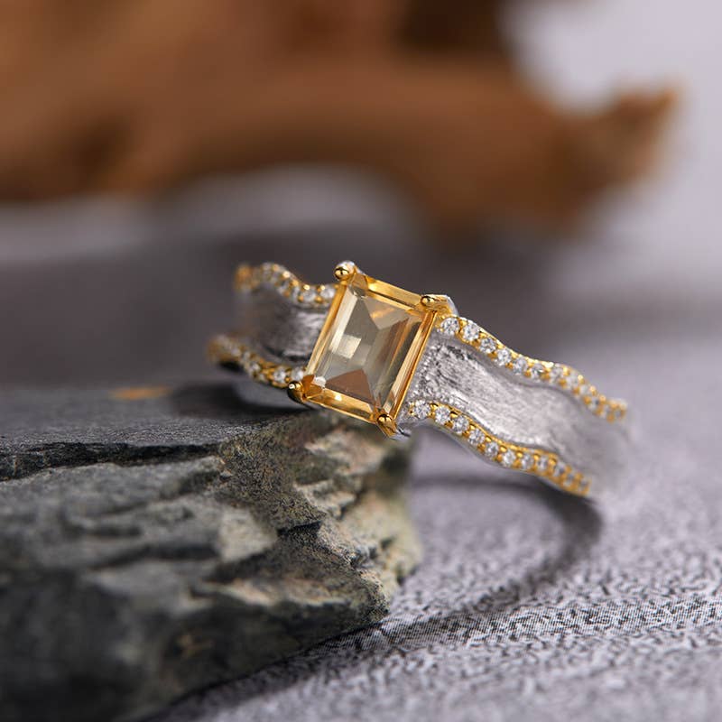 Gioiellin - S925 Silver Jewelry - Wholesale Single Stone/Solitaire Ring - S925 Sterling Silver Natural Peridot Amethyst Citrine Ring4