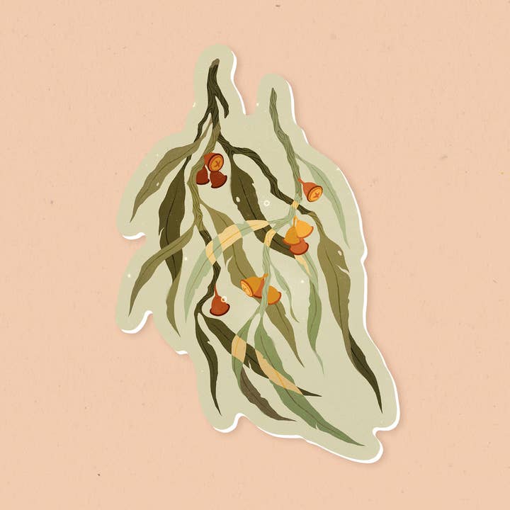 Blue Gum Eucalyptus waterdichte vinylsticker voor wholesale door Samantha Mash Illustration