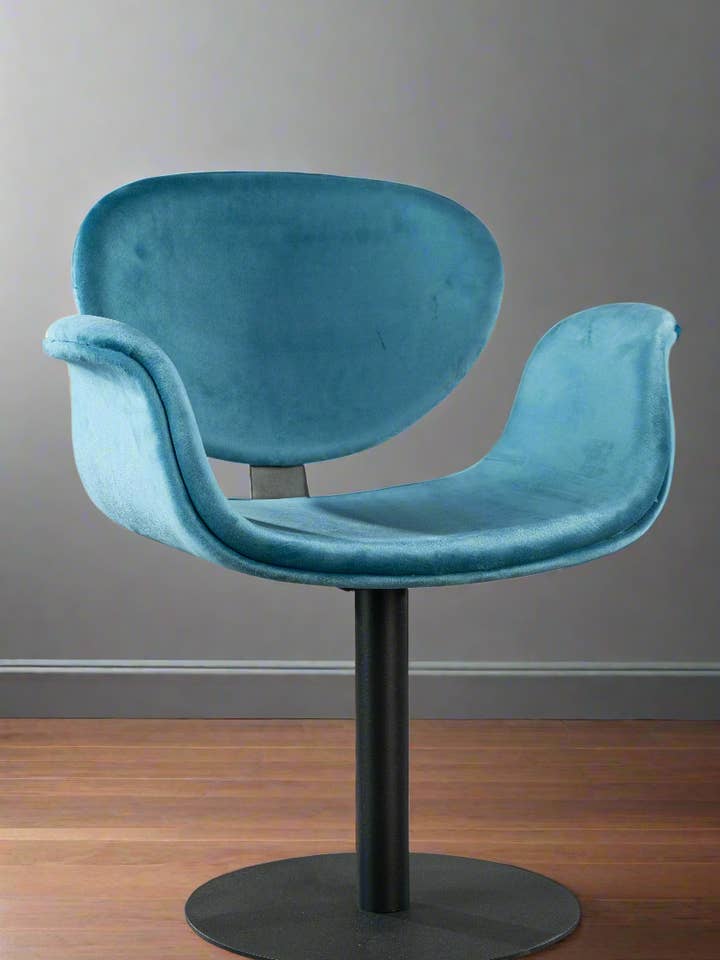 Tulip Velvet Swivel Chair in Blue for wholesale by Statements by J
