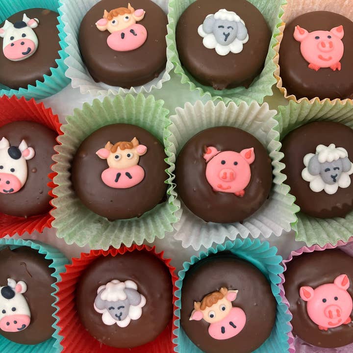 Farm Animals on Oreos 24 per box for wholesale by Bear Creek Candy Kitchen
