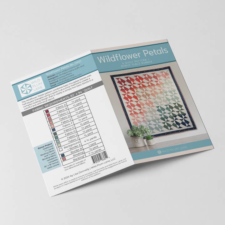 Wild Plum Lane - Wholesale Craft Sewing Kit - Wildflower Petals Quilt Pattern - Printed3