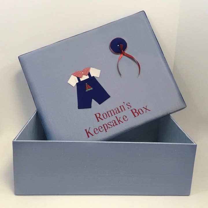 Large Baby Keepsake Box-Baby Boy Jumper Microstripe Cotton for wholesale by MARCELA