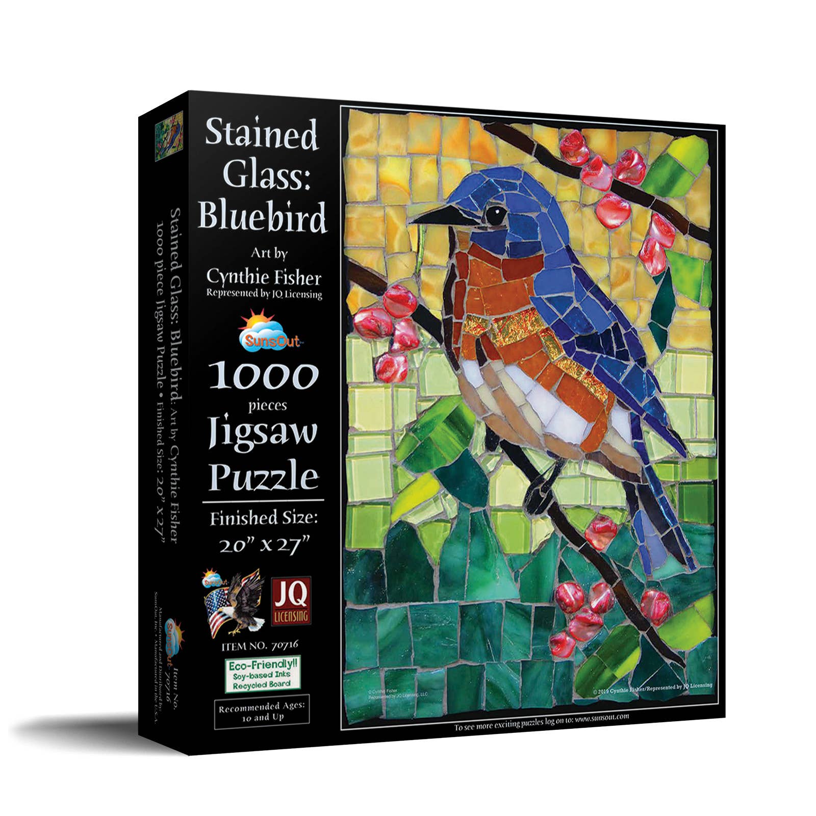 SunsOut - Wholesale Puzzle - Adult - 1012 Stained Glass Bluebird 1000 pc Puzzle2