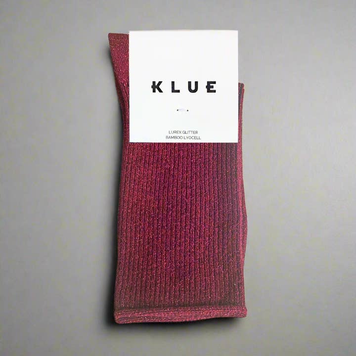KLUE Glitter-Lurex-Socken aus umweltfreundlichem Lyocell | Kirschrot für den Großhandel von KLUE