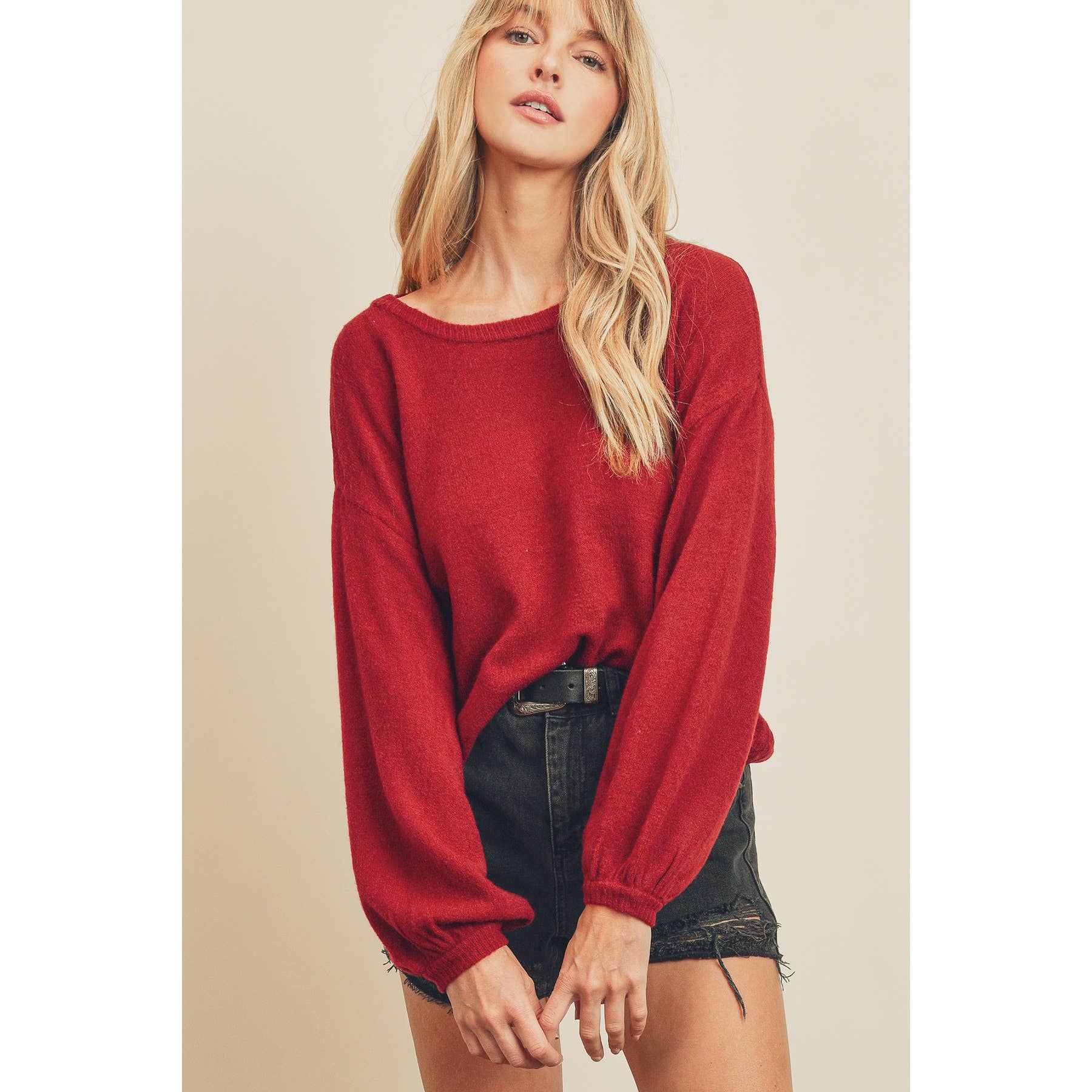 Dress Forum – wholesale Knitted jumper – Women′s – FW2546 Soft Bubble Sleeve Sweater2