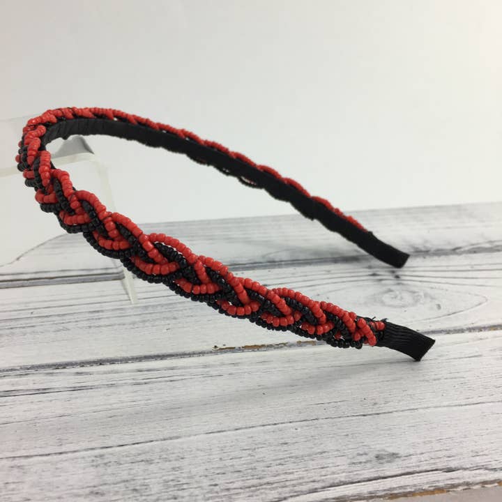 Rotes und schwarzes dünnes geflochtenes Stirnband für den Großhandel von SongLily