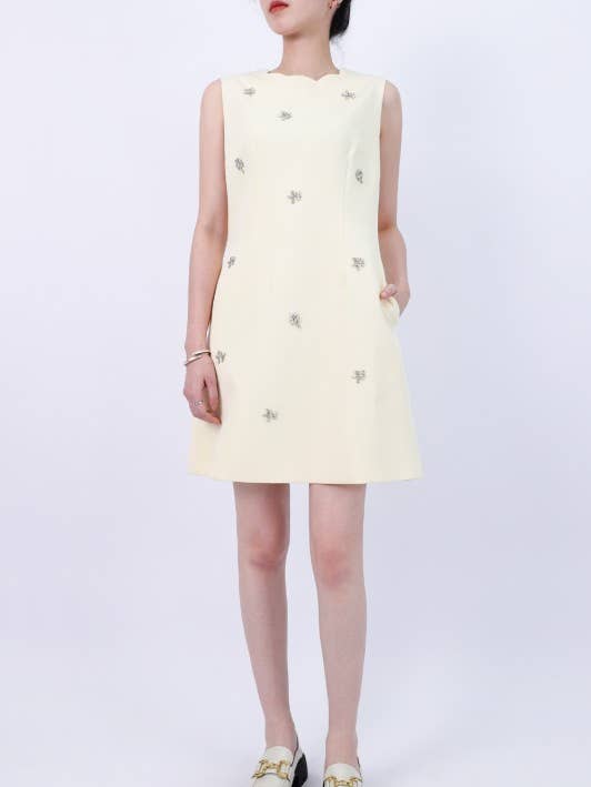 Embellished Scallop-Neck Mini Dress for wholesale by ELPPIS US