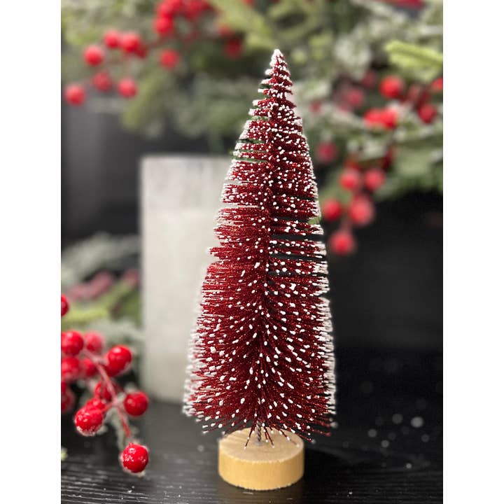 Wholesale Home Decor - Wholesale Christmas decoration - Red Bottle Brush Tree 8in