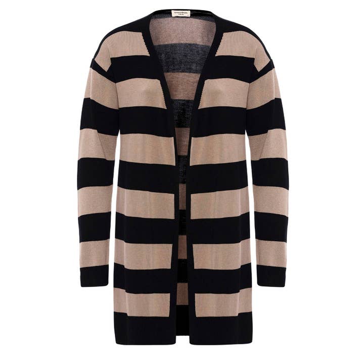Striped Black Knit Cardigan for wholesale by anou anou