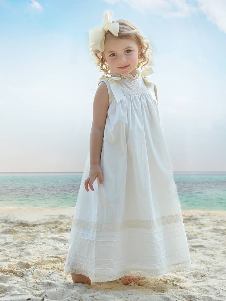 Posh Pickle - Wholesale Dress - Kids - Cambridge White Sleeveless Heirloom Dress