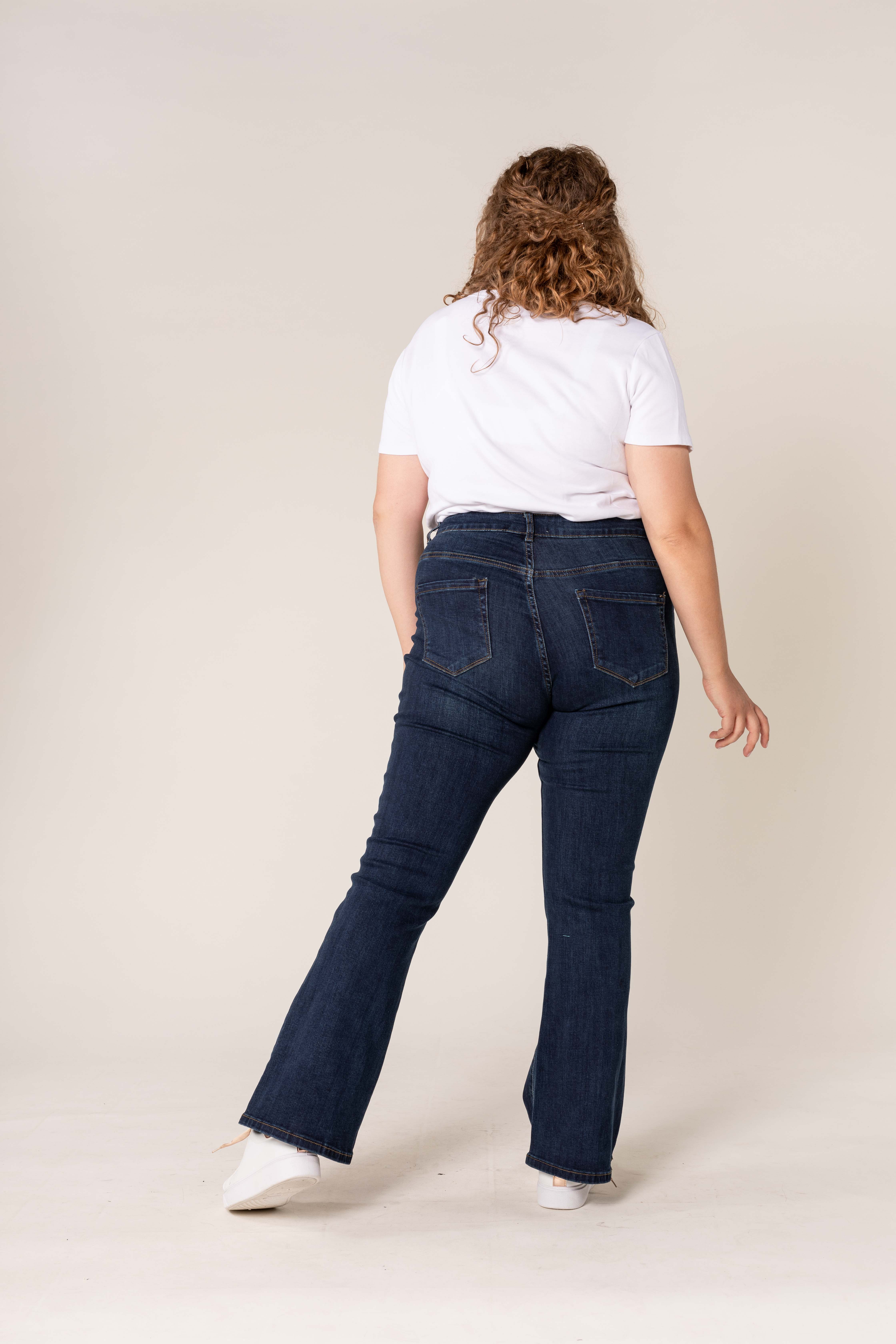 Nina Carter - Vendita all'ingrosso Jeans - Donna - Jeans a zampa elasticizzati vita alta per curve taglie comode (P201)3