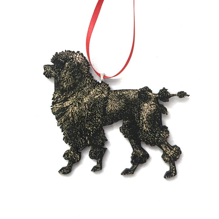 Toy Pudel Pet Dog Ornament — Lasergeschnittenes und graviertes Holz für den Großhandel von Toad Hill Farm