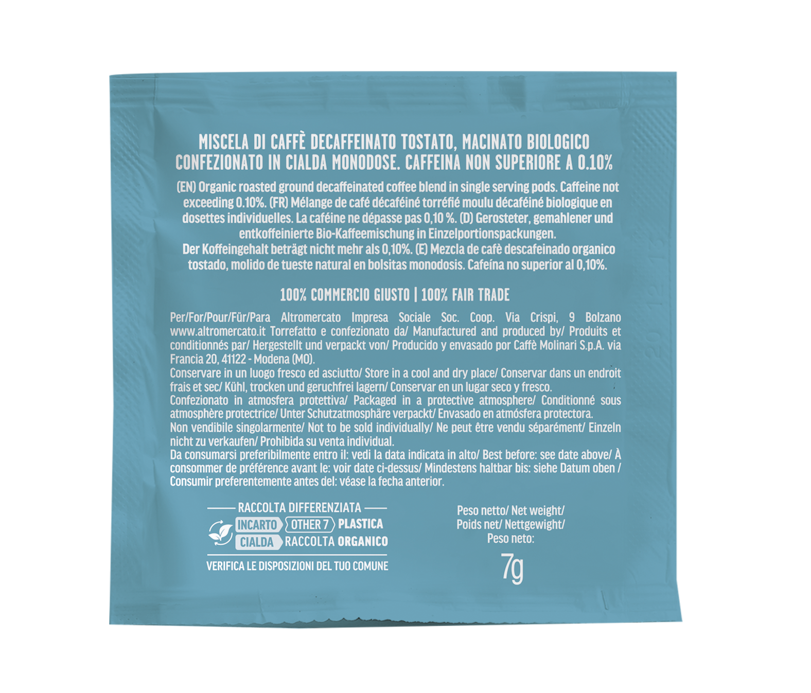 Altromercato – wholesale Instant coffee/espresso – Deka Espresso Coffee - Organic - 18 pods - 126 g9