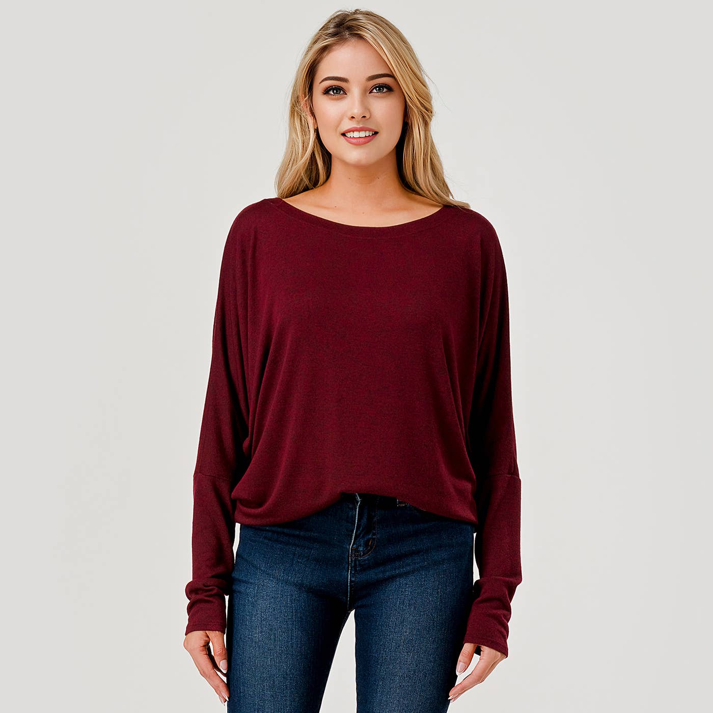 Heimious - Vente Haut en maille – femme - Haut en tricot Hacci à manches longues et col rond à manches Dolman, 27017