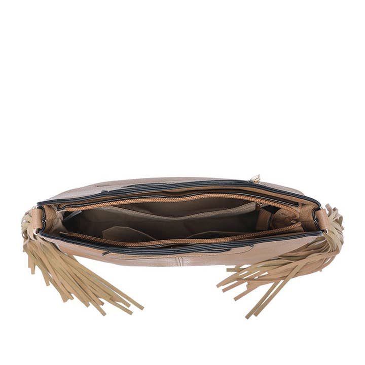 Ellas Trading – wholesale Crossbody bag – Women's – Trendy Crossbody Shoulder Bag Cutout Handle Fringe Tassel10