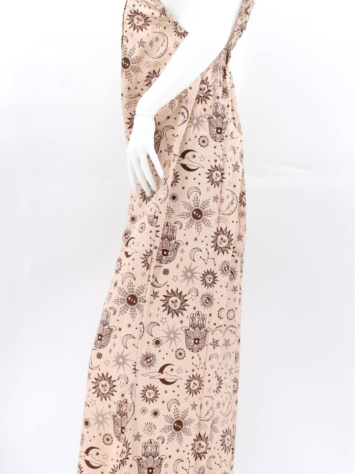 Himalaya Handmade - Wholesale Overalls - Women's - Cotton Hippie Handmade Celestial Print Wide Leg Bohemian Overalls14