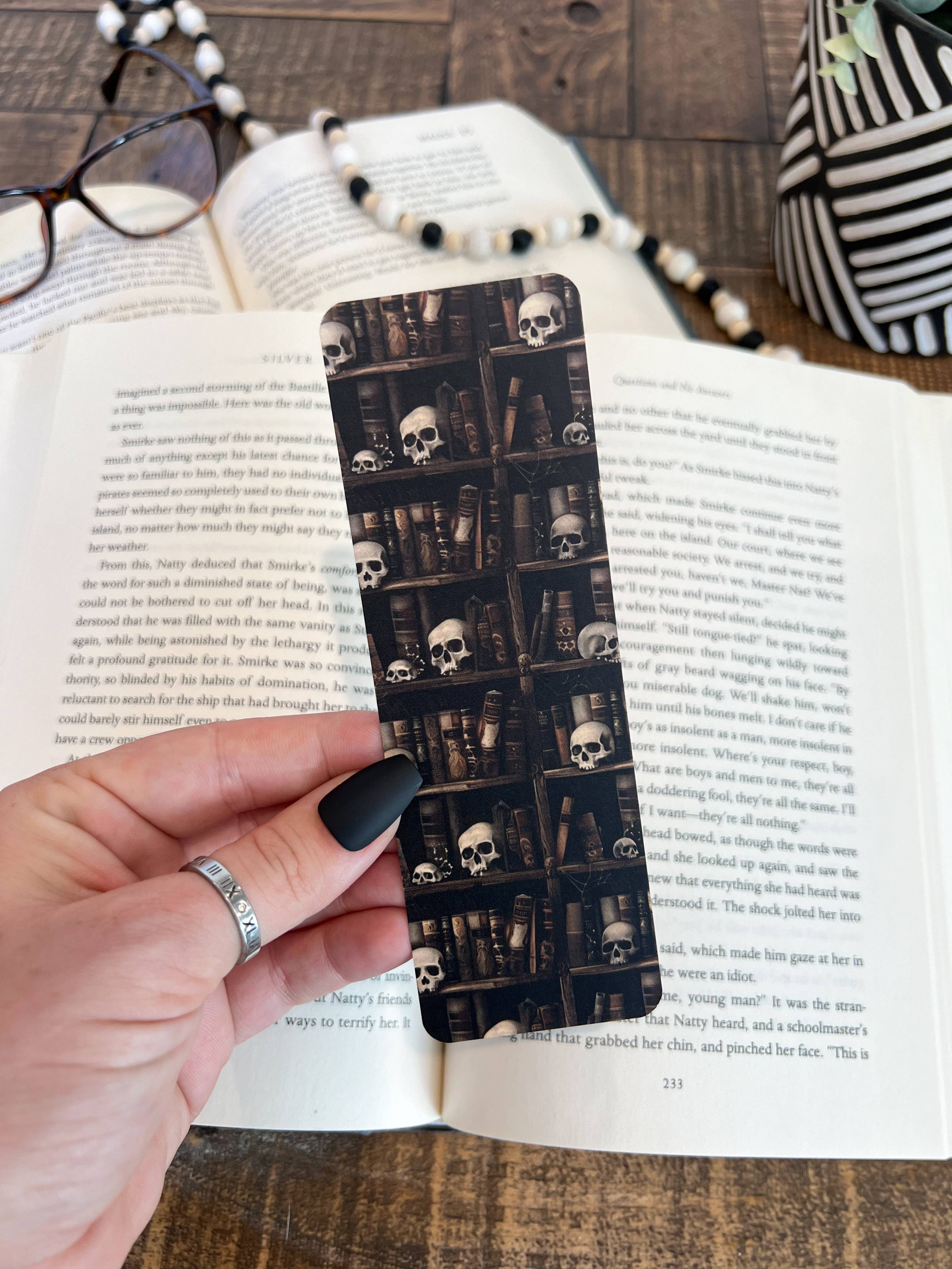 Little Turkey Shoppe - Wholesale Bookmark - Dark Library Bookmark Set - Skull Bookshelf, Moon Witch0