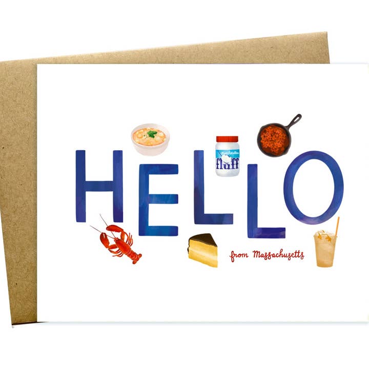 Hello From Massachusetts Card for wholesale by Maggie Moore Studio