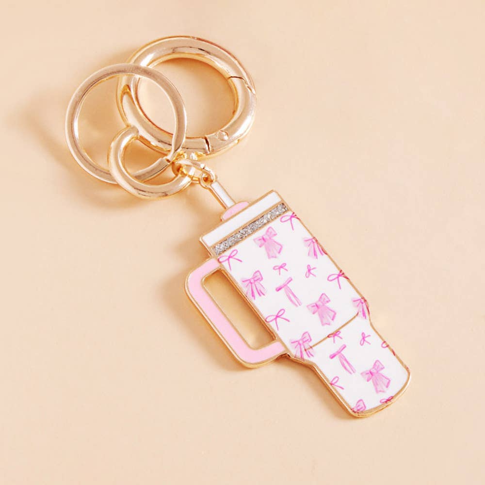 Sensibling Corp. - Wholesale Keychain - Women's - Enamel Floral Tumbler Back Engraved Keychain Bag Charm7