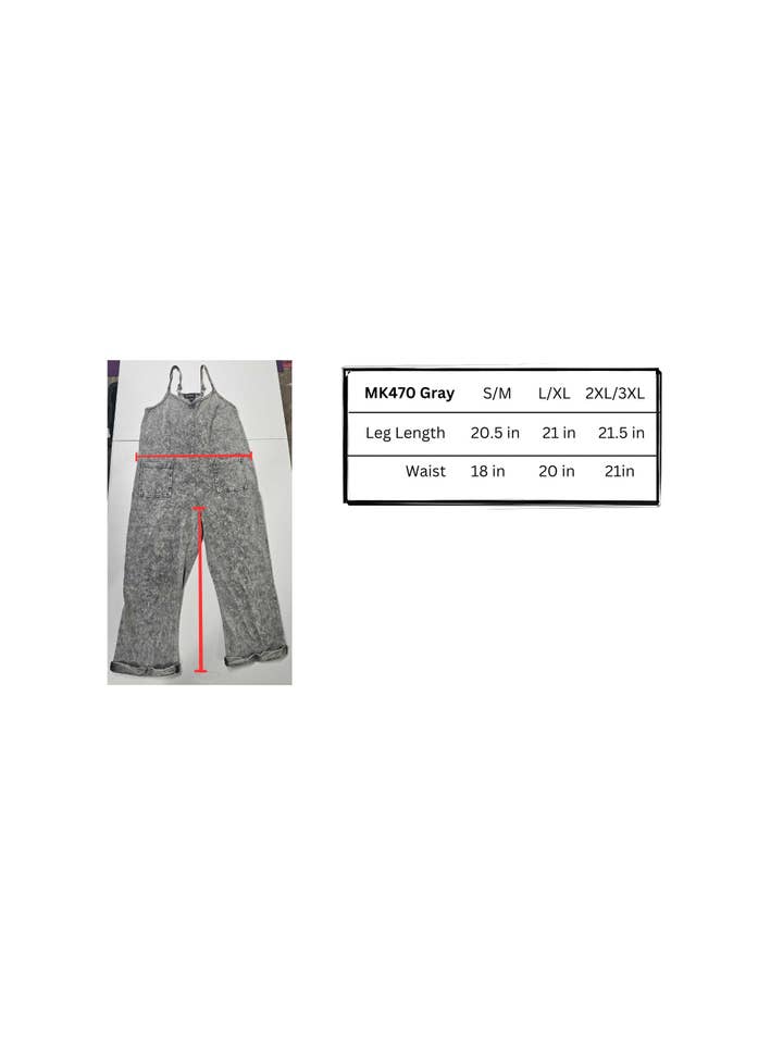 MK470 Acid Washed Jumpsuit - Gray for wholesale on Faire3