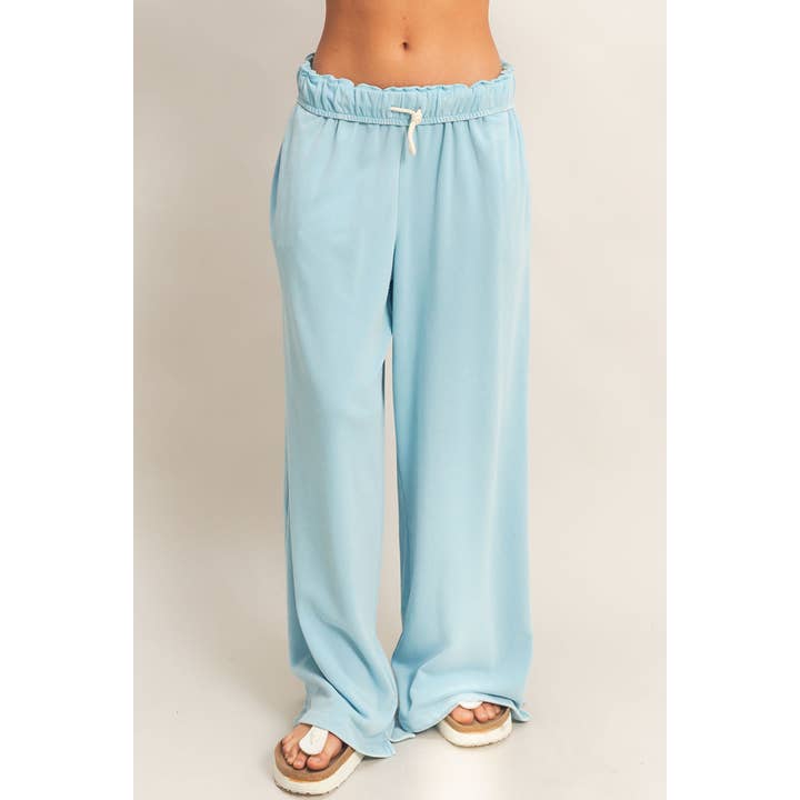 Pantaloni della tuta a gamba larga con vita ripiegata per la vendita all'ingrosso da parte di Double Zero