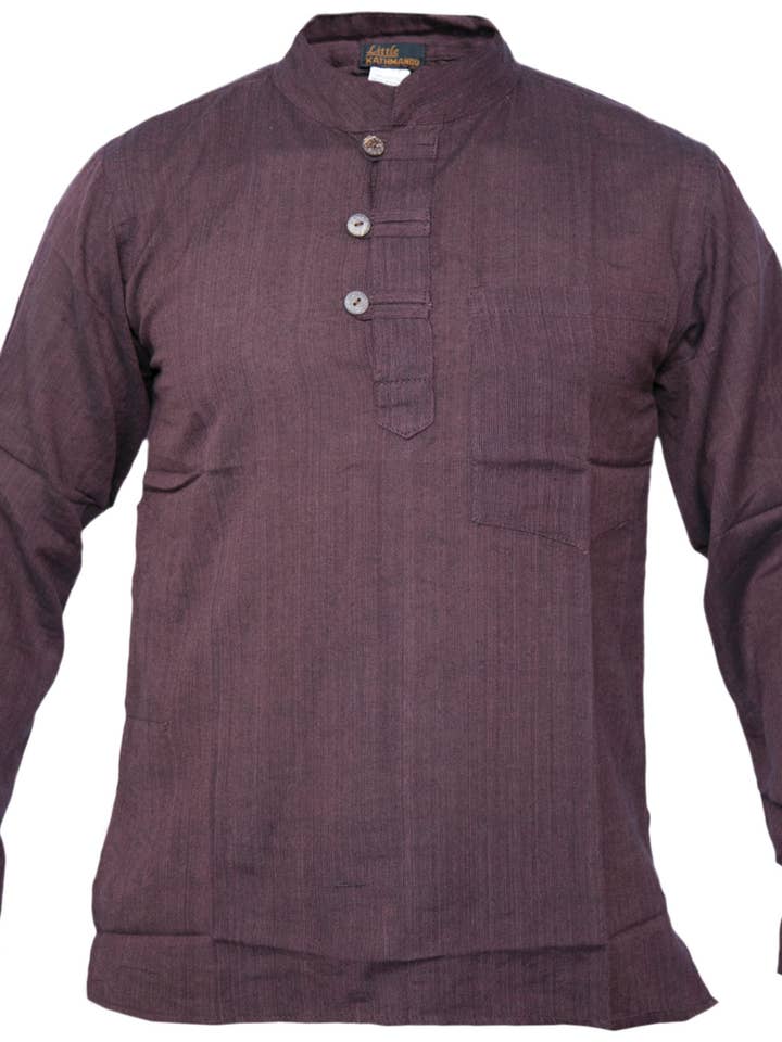 Gheri – wholesale Shirt – Unisex – Plain Cotton Lightweight Long Sleeve Grandad Shirt3